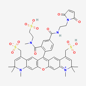 molecular formula C44H47N5O14S3 B13705739 [13-[4-[2-(2,5-dioxopyrrol-1-yl)ethylcarbamoyl]-2-[methyl(2-sulfoethyl)carbamoyl]phenyl]-6,7,7,19,19,20-hexamethyl-17-(sulfomethyl)-2-oxa-6-aza-20-azoniapentacyclo[12.8.0.03,12.05,10.016,21]docosa-1(22),3(12),4,8,10,13,15,17,20-nonaen-9-yl]methanesulfonate 