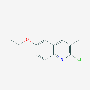 molecular formula C13H14ClNO B13705814 2-Chloro-6-ethoxy-3-ethylquinoline CAS No. 1031928-17-2