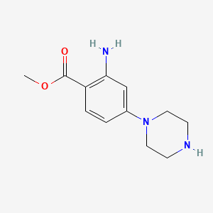 molecular formula C12H17N3O2 B13705850 Methyl 2-Amino-4-(1-piperazinyl)benzoate 