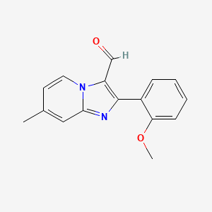 molecular formula C16H14N2O2 B1370588 2-(2-甲氧基苯基)-7-甲基咪唑并[1,2-a]吡啶-3-甲醛 CAS No. 898386-41-9