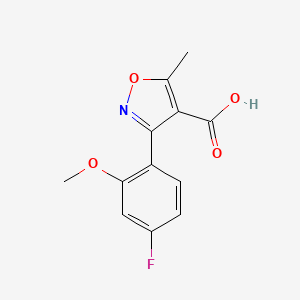 molecular formula C12H10FNO4 B13705965 3-(4-Fluoro-2-methoxyphenyl)-5-methylisoxazole-4-carboxylic acid 