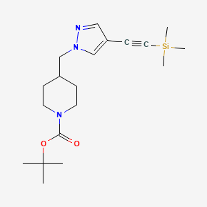 molecular formula C19H31N3O2Si B13706038 1-Boc-4-[[4-[(trimethylsilyl)ethynyl]-1-pyrazolyl]methyl]piperidine 