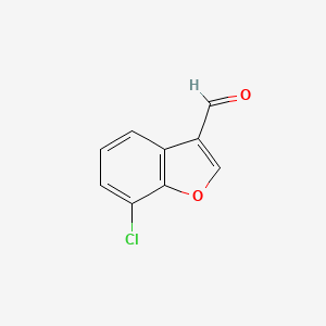 molecular formula C9H5ClO2 B13706067 7-Chlorobenzofuran-3-carbaldehyde 