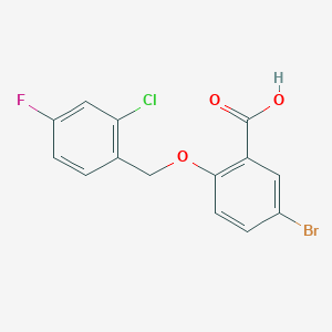 molecular formula C14H9BrClFO3 B1370609 5-Bromo-2-[(2-chloro-4-fluorobenzyl)oxy]benzoic acid CAS No. 1039813-85-8