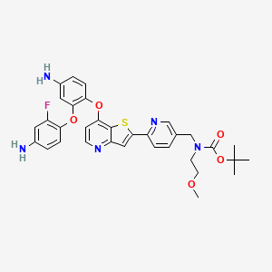 molecular formula C33H34FN5O5S B13706111 Tert-butyl ((6-(7-(4-amino-2-(4-amino-2-fluorophenoxy)phenoxy)thieno[3,2-B]pyridin-2-YL)pyridin-3-YL)methyl)(2-methoxyethyl)carbamate 