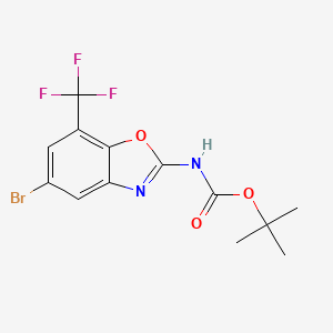 molecular formula C13H12BrF3N2O3 B13706137 2-(Boc-amino)-5-bromo-7-(trifluoromethyl)benzoxazole 