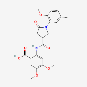 4,5-Dimethoxy-2-[1-(2-methoxy-5-methylphenyl)-5-oxopyrrolidine-3-carboxamido]benzoic Acid