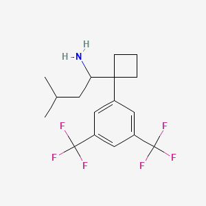 molecular formula C17H21F6N B13706280 1-[1-[3,5-Bis(trifluoromethyl)phenyl]cyclobutyl]-3-methyl-1-butylamine 