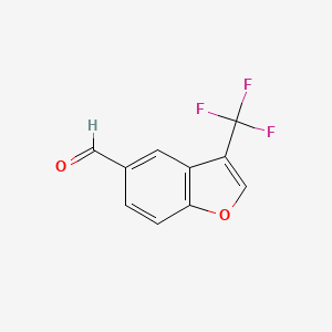 molecular formula C10H5F3O2 B13706573 3-(Trifluoromethyl)benzofuran-5-carbaldehyde 