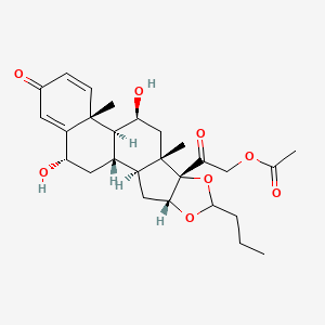 molecular formula C27H36O8 B13706601 21-Acetoxy-6 beta,11 beta-dihydroxy-16 alpha,17 alpha-propylmethylenedioxpregna-1,4-diene-3,20-dione (Mixture of Diastereomers) 