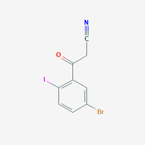 molecular formula C9H5BrINO B13706639 3-(5-Bromo-2-iodophenyl)-3-oxopropanenitrile 