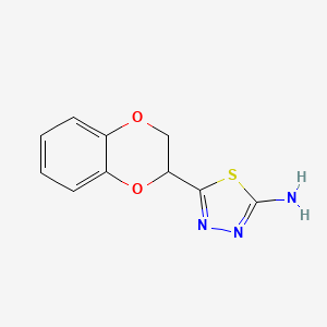 molecular formula C10H9N3O2S B13707007 2-Amino-5-(2,3-dihydrobenzo[b][1,4]dioxin-2-yl)-1,3,4-thiadiazole 