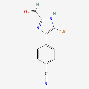 molecular formula C11H6BrN3O B13707130 4-(5-Bromo-2-formyl-4-imidazolyl)benzonitrile 