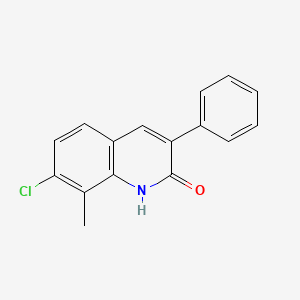 molecular formula C16H12ClNO B13707183 7-Chloro-2-hydroxy-8-methyl-3-phenylquinoline 