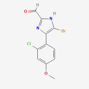 molecular formula C11H8BrClN2O2 B13707220 5-Bromo-4-(2-chloro-4-methoxyphenyl)imidazole-2-carbaldehyde 