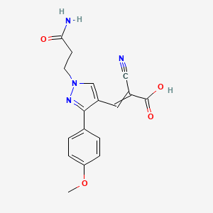 (2Z)-3-[1-(3-amino-3-oxopropyl)-3-(4-methoxyphenyl)-1H-pyrazol-4-yl]-2-cyanoacrylic acid