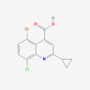 molecular formula C13H9BrClNO2 B13707498 5-Bromo-8-chloro-2-cyclopropylquinoline-4-carboxylic Acid 