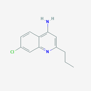 molecular formula C12H13ClN2 B13707527 7-Chloro-2-propylquinolin-4-amine CAS No. 1189107-34-3