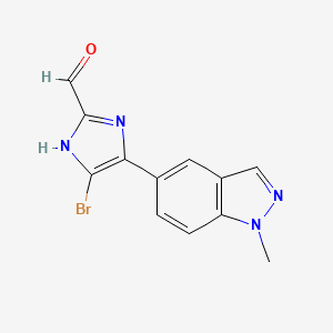 molecular formula C12H9BrN4O B13707528 5-Bromo-4-(1-methyl-5-indazolyl)imidazole-2-carbaldehyde 