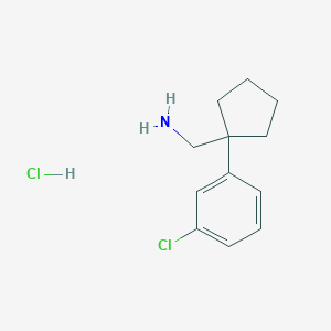 molecular formula C12H17Cl2N B13707535 1-(3-Chlorophenyl)cyclopentanemethanamine Hydrochloride 