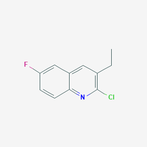 molecular formula C11H9ClFN B13707652 2-Chloro-3-ethyl-6-fluoroquinoline CAS No. 1031928-06-9