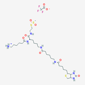 molecular formula C33H58F3N7O9S3 B13708025 2-[N2-(6-Aminocaproyl)-N6-(6-biotinamidocaproyl)-L-lysinylamido] Ethyl Methanethiosulfonate Trifluoroacetic Acid Salt 