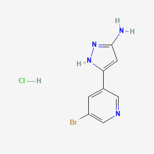 molecular formula C8H8BrClN4 B13708250 3-Amino-5-(5-bromo-3-pyridyl)pyrazole Hydrochloride 