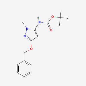 molecular formula C16H21N3O3 B13708454 N-Boc-5-amino-3-(benzyloxy)-1-methyl-1H-pyrazole 