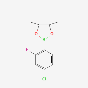 molecular formula C12H15BClFO2 B1370855 2-(4-Chloro-2-fluorophenyl)-4,4,5,5-tetramethyl-1,3,2-dioxaborolane CAS No. 765917-27-9