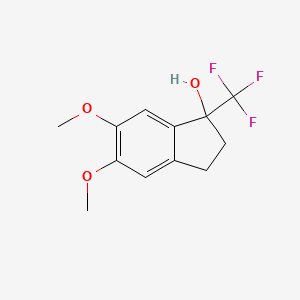 molecular formula C12H13F3O3 B13708599 5,6-Dimethoxy-1-(trifluoromethyl)-1-indanol 