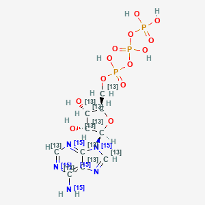 ((2R,3S,4R,5R)-5-(6-(Amino-15N)-9H-purin-9-yl-13C5-15N4)-3,4-dihydroxytetrahydrofuran-2-yl-2,3,4,5-13C4)methyl-13C tetrahydrogen triphosphate