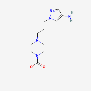 molecular formula C15H27N5O2 B13708844 4-Amino-1-[3-(4-Boc-1-piperazinyl)propyl]pyrazole 