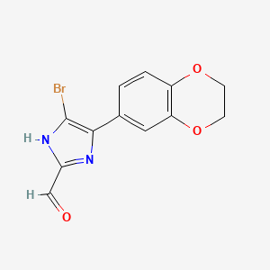 molecular formula C12H9BrN2O3 B13708903 5-Bromo-4-(2,3-dihydro-1,4-benzodioxin-6-yl)imidazole-2-carbaldehyde 