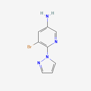 molecular formula C8H7BrN4 B13709010 3-Amino-5-bromo-6-(1-pyrazolyl)pyridine 