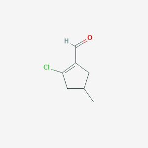 molecular formula C7H9ClO B13709026 2-Chloro-4-methyl-1-cyclopentenecarbaldehyde 