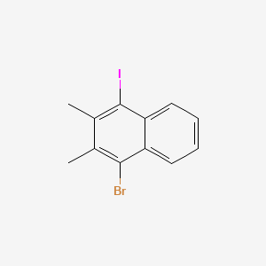 molecular formula C12H10BrI B13709336 1-Bromo-4-iodo-2,3-dimethylnaphthalene 