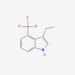 molecular formula C11H10F3N B13709485 3-Ethyl-4-(trifluoromethyl)-1H-indole 