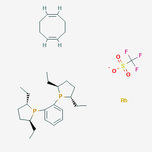 molecular formula C31H48F3O3P2RhS- B137095 1,2-Bis[(2S,5S)-2,5-diethylphospholano]benzene(1,5-cyclooctadiene)rhodium(I) trifluoromethanesulfonate CAS No. 142184-30-3