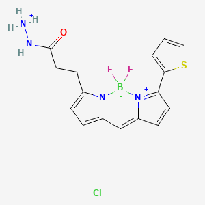 molecular formula C16H16BClF2N4OS B13709567 [3-(2,2-difluoro-12-thiophen-2-yl-3-aza-1-azonia-2-boranuidatricyclo[7.3.0.03,7]dodeca-1(12),4,6,8,10-pentaen-4-yl)propanoylamino]azanium;chloride 