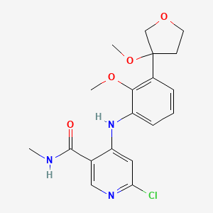 molecular formula C19H22ClN3O4 B13709598 6-Chloro-4-((2-methoxy-3-(3-methoxytetrahydrofuran-3-yl)phenyl)amino)-N-methylnicotinamide 