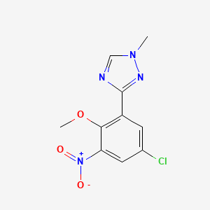 molecular formula C10H9ClN4O3 B13709625 3-(5-Chloro-2-methoxy-3-nitrophenyl)-1-methyl-1H-1,2,4-triazole 