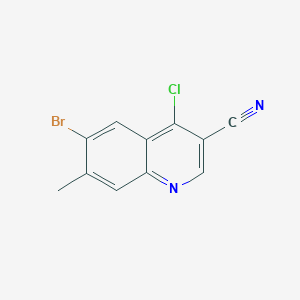 molecular formula C11H6BrClN2 B1370964 6-溴-4-氯-7-甲基喹啉-3-碳腈 CAS No. 936497-85-7