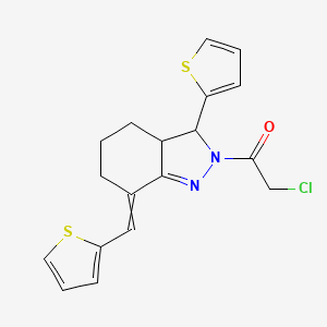 2-Chloro-1-(3-thiophen-2-yl-7-thiophen-2-ylmethylene-3,3a,4,5,6,7-hexahydro-indazol-2-yl)-ethanone