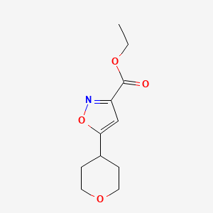 molecular formula C11H15NO4 B13709855 Ethyl 5-(4-Tetrahydropyranyl)isoxazole-3-carboxylate 