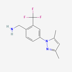 molecular formula C13H14F3N3 B1371000 [4-(3,5-dimethyl-1H-pyrazol-1-yl)-2-(trifluoromethyl)phenyl]methanamine CAS No. 1152815-26-3