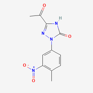 molecular formula C11H10N4O4 B13710004 5-Acetyl-1,2-dihydro-2-(4-methyl-3-nitrophenyl)-3H-1,2,4-triazol-3-one 