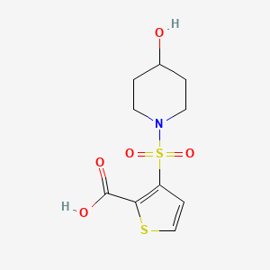 molecular formula C10H13NO5S2 B1371009 3-[(4-Hydroxypiperidin-1-yl)sulfonyl]thiophene-2-carboxylic acid CAS No. 1097001-67-6