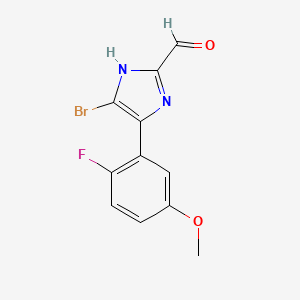 molecular formula C11H8BrFN2O2 B13710106 5-Bromo-4-(2-fluoro-5-methoxyphenyl)imidazole-2-carbaldehyde 