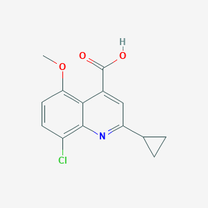 molecular formula C14H12ClNO3 B13710203 8-Chloro-2-cyclopropyl-5-methoxyquinoline-4-carboxylic Acid 