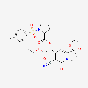 [1-(6'-cyano-5'-oxospiro[1,3-dioxolane-2,1'-2,3-dihydroindolizine]-7'-yl)-2-ethoxy-2-oxoethyl] 1-(4-methylphenyl)sulfonylpyrrolidine-2-carboxylate